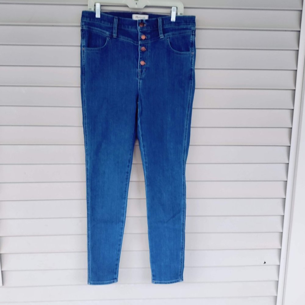 Madewell High Rise Roadtripper Blue Jeans Button Fly sz 31 Tall Womens Retro 80s